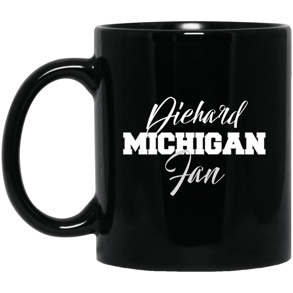 Designs by MyUtopia Shout Out:Diehard Michigan Fan Black Coffee Cup Tea Mug,11 oz / Black,Ceramic Coffee Mug