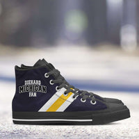 Load image into Gallery viewer, Designs by MyUtopia Shout Out:Diehard Michigan Fan Canvas High Top Shoes - Blue and Gold

