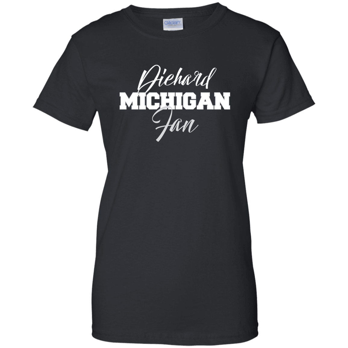 Designs by MyUtopia Shout Out:Diehard Michigan Fan Gildan Ladies' 100% Cotton T-Shirt,Black / X-Small,Ladies T-Shirts