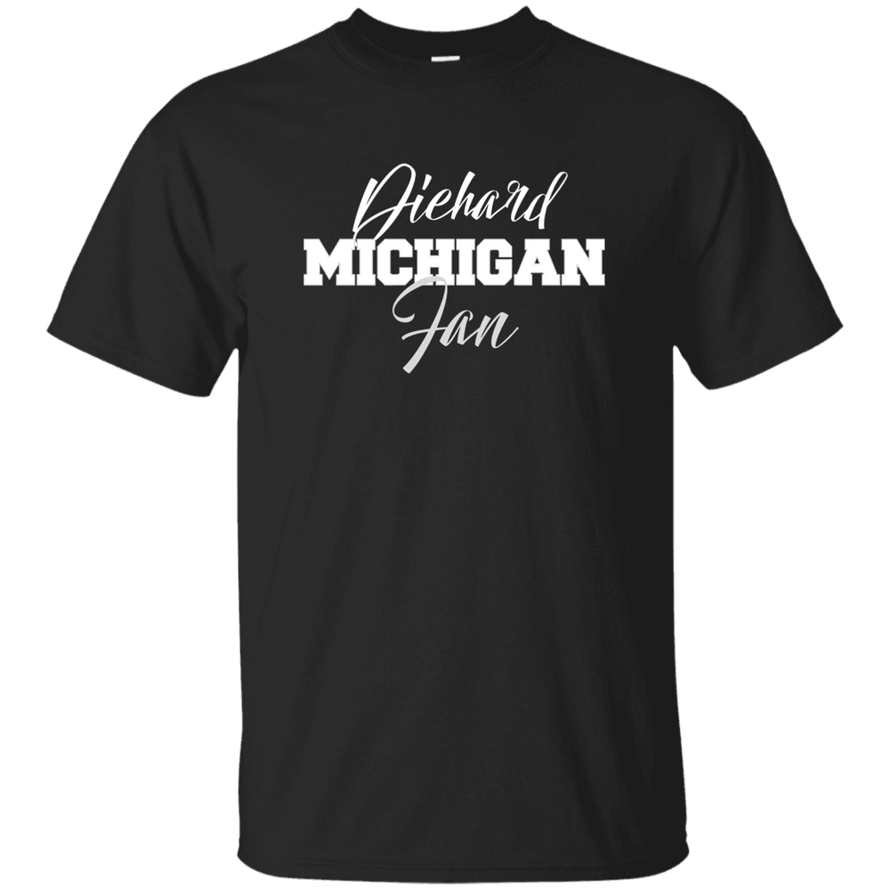 Designs by MyUtopia Shout Out:Diehard Michigan Fan Gildan Ultra Cotton T-Shirt,Black / S,Adult Unisex T-Shirt