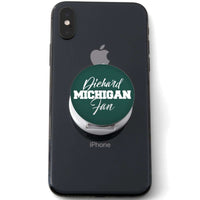 Load image into Gallery viewer, Designs by MyUtopia Shout Out:Diehard Michigan Fan Hinged Pop-out Phone Grip and stand for Smartphones and Tablets - Green
