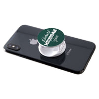 Load image into Gallery viewer, Designs by MyUtopia Shout Out:Diehard Michigan Fan Hinged Pop-out Phone Grip and stand for Smartphones and Tablets - Green
