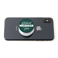 Load image into Gallery viewer, Designs by MyUtopia Shout Out:Diehard Michigan Fan Hinged Pop-out Phone Grip and stand for Smartphones and Tablets - Green
