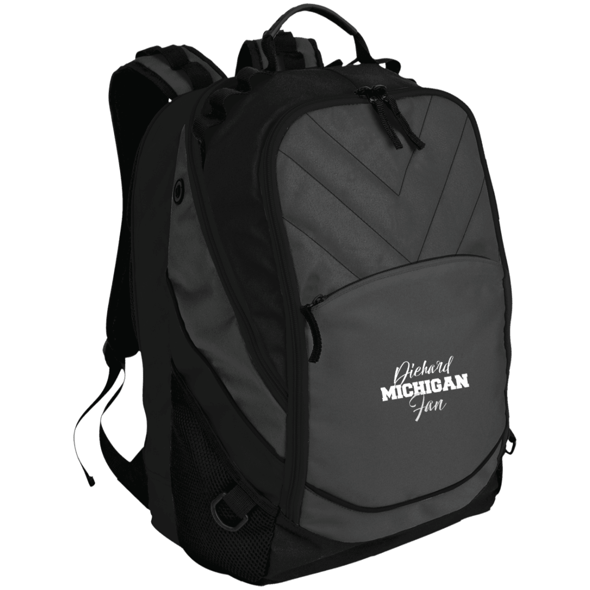 Designs by MyUtopia Shout Out:Diehard Michigan Fan Port Authority Laptop Computer Backpack,Dark Charcoal/Black / One Size,Backpacks
