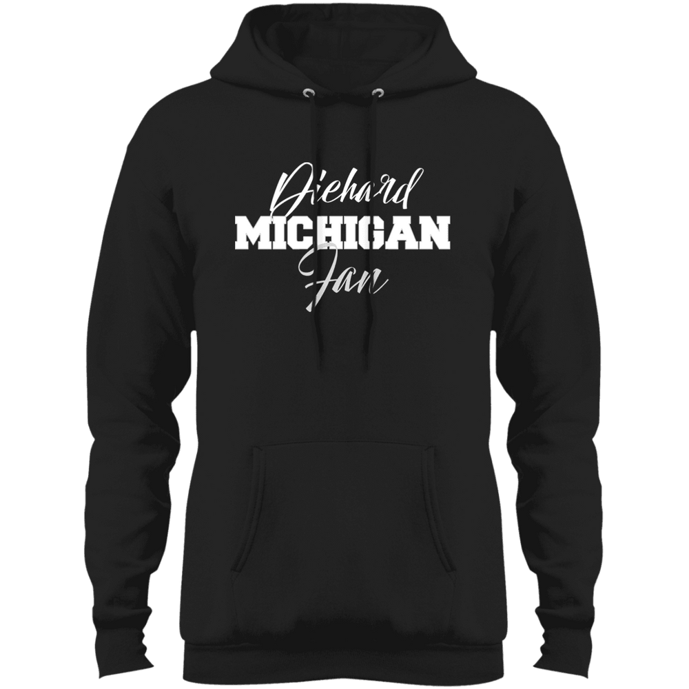 Designs by MyUtopia Shout Out:Diehard Michigan Fan Port & Co. Core Fleece Pullover Hoodie,Jet Black / S,Sweatshirts