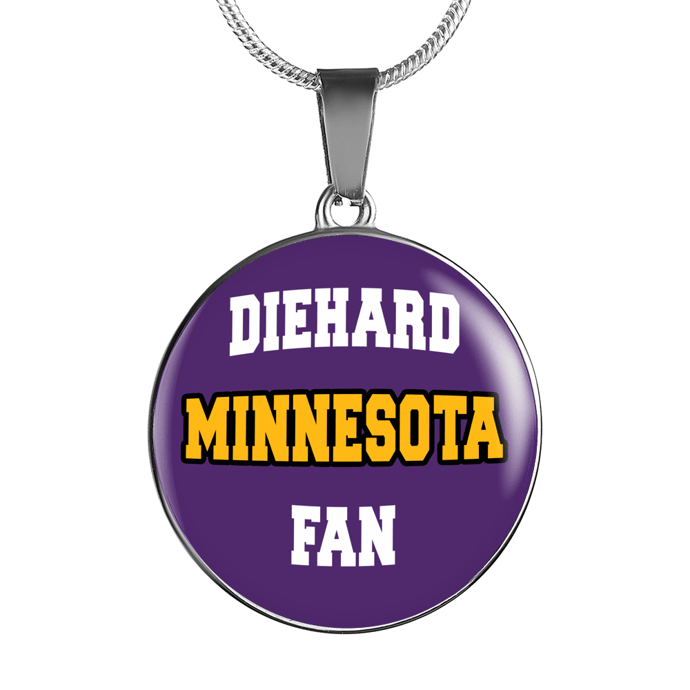 Designs by MyUtopia Shout Out:Diehard Minnesota Fan Handcrafted Jewelry,Luxury Necklace w/ adjustable snake-chain / Violet,Necklace