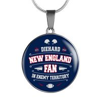 Load image into Gallery viewer, Designs by MyUtopia Shout Out:Diehard New England Fan In Enemy Territory Handcrafted Jewelry,Luxury Necklace w/ adjustable snake-chain / Nautical Blue,Necklace
