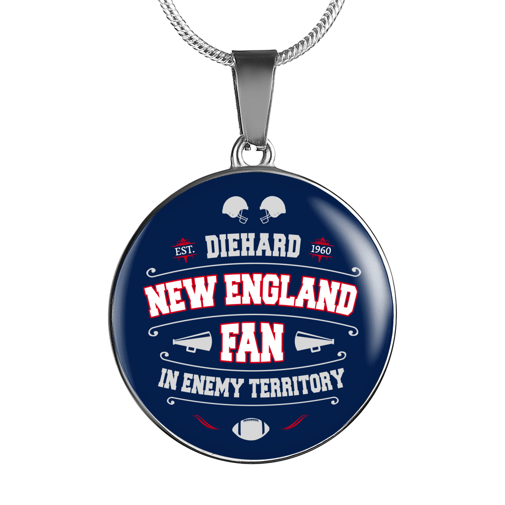 Designs by MyUtopia Shout Out:Diehard New England Fan In Enemy Territory Handcrafted Jewelry,Luxury Necklace w/ adjustable snake-chain / Nautical Blue,Necklace
