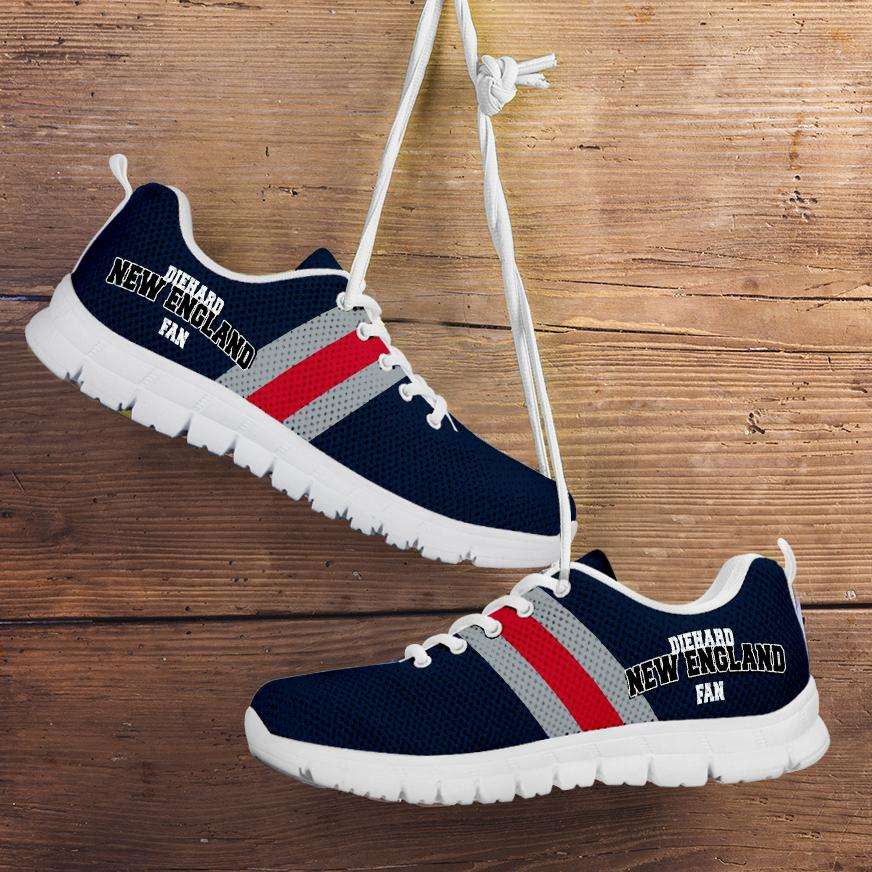 Designs by MyUtopia Shout Out:Diehard New England Fan Running Shoes,Kid's / 11 CHILD (EU28) / Nautical Blue,Running Shoes