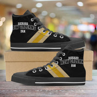 Load image into Gallery viewer, Designs by MyUtopia Shout Out:Diehard New Orleans Fan Canvas High Top Shoes,Men&#39;s / Mens US 5 (EU38) / Black/Yellow,High Top Sneakers
