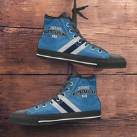 Load image into Gallery viewer, Designs by MyUtopia Shout Out:Diehard North Carolina Fan Canvas High Top Shoes - Blue and White

