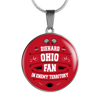 Load image into Gallery viewer, Designs by MyUtopia Shout Out:Diehard Ohio State Fan In Enemy Territory Handcrafted Jewelry,Luxury Necklace w/ adjustable snake-chain / Red,Necklace
