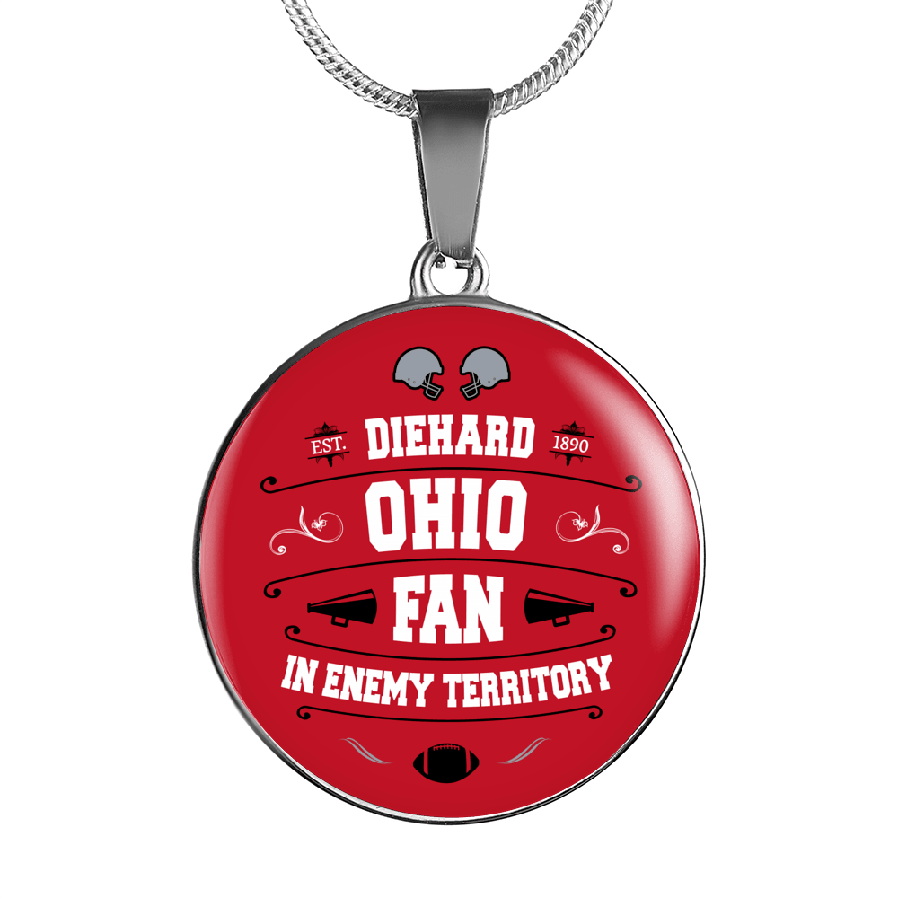 Designs by MyUtopia Shout Out:Diehard Ohio State Fan In Enemy Territory Handcrafted Jewelry,Luxury Necklace w/ adjustable snake-chain / Red,Necklace