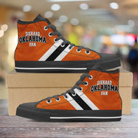 Load image into Gallery viewer, Designs by MyUtopia Shout Out:Diehard Oklahoma Fan in Orange Canvas High Top Shoes,Men&#39;s / Mens US 5 (EU38) / Orange,High Top Sneakers
