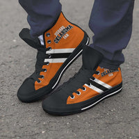 Load image into Gallery viewer, Designs by MyUtopia Shout Out:Diehard Oklahoma Fan in Orange Canvas High Top Shoes
