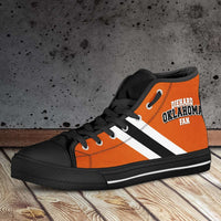 Load image into Gallery viewer, Designs by MyUtopia Shout Out:Diehard Oklahoma Fan in Orange Canvas High Top Shoes
