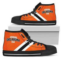 Load image into Gallery viewer, Designs by MyUtopia Shout Out:Diehard Oklahoma Fan in Orange Canvas High Top Shoes
