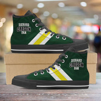 Load image into Gallery viewer, Designs by MyUtopia Shout Out:Diehard Oregon Fan Canvas High Top Shoes,Men&#39;s / Mens US 5 (EU38) / Dark Green/Yellow,High Top Sneakers

