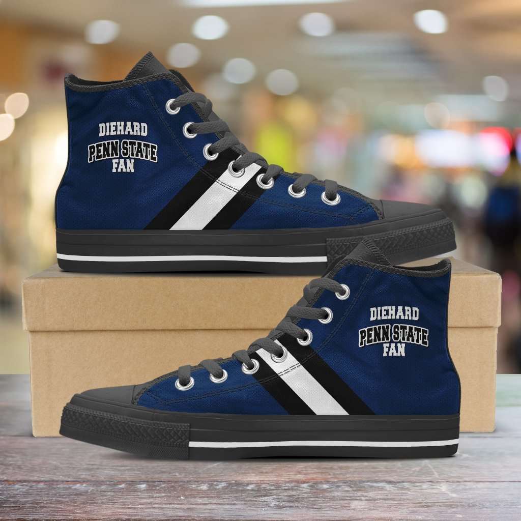 Designs by MyUtopia Shout Out:Diehard Penn State Fan Canvas High Top Shoes,Men's / Mens US 5 (EU38) / Dark Blue,High Top Sneakers