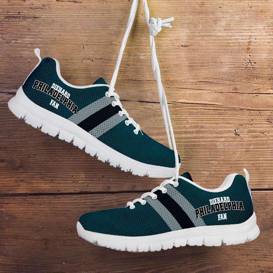 Designs by MyUtopia Shout Out:Diehard Philadelphia Fan Running Shoes,Kid's / 11 CHILD (EU28) / Midnight Green/Black,Running Shoes