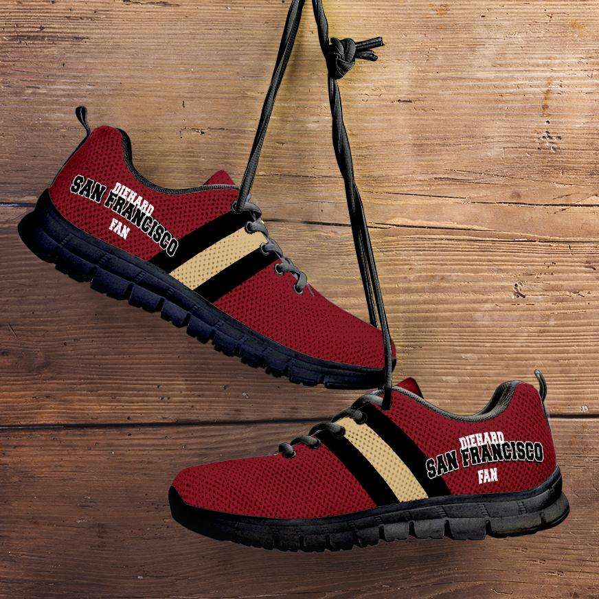 Designs by MyUtopia Shout Out:Diehard San Francisco Fan Running Shoes,Kid's / 11 CHILD (EU28) / Red/Black,Running Shoes