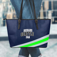 Load image into Gallery viewer, Designs by MyUtopia Shout Out:Diehard Seattle Fan Faux Leather Totebag Purse,Large (11 x 17 x 6) / Navy Blue/Bright Green,tote bag purse
