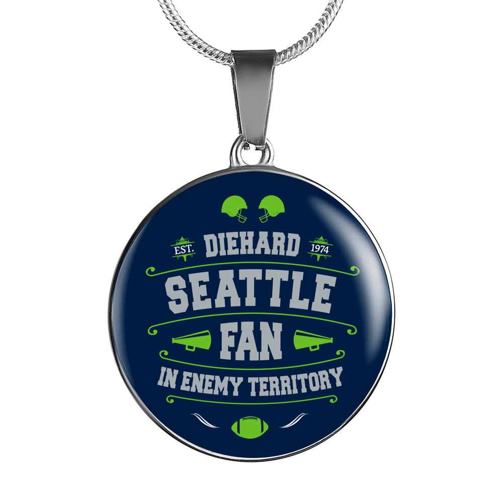 Designs by MyUtopia Shout Out:Diehard Seattle Fan In Enemy Territory Handcrafted Jewelry,Luxury Necklace w/ adjustable snake-chain / Blue,Necklace