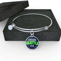 Load image into Gallery viewer, Designs by MyUtopia Shout Out:Diehard Seattle Fan Liquid Glass Keepsake Pendant Wire Bracelet,Silver,Wire Bracelet
