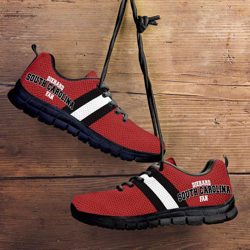 Designs by MyUtopia Shout Out:Diehard South Carolina Fan Running Shoes,Kid's / 11 CHILD (EU28) / Red/White/Black,Running Shoes