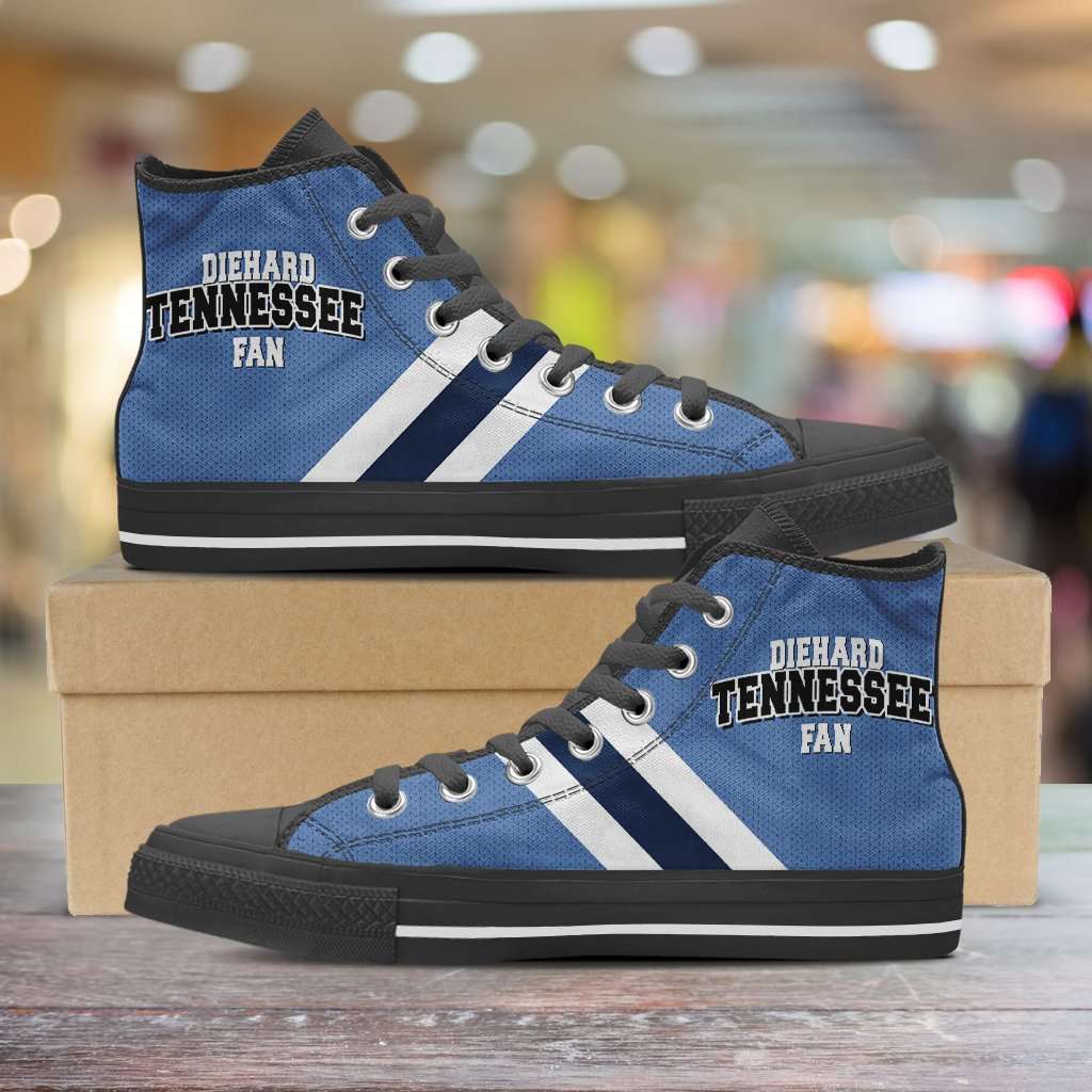Designs by MyUtopia Shout Out:Diehard Tennessee Titans Fan Canvas High Top Shoes,Men's / Mens US 5 (EU38) / Blue,High Top Sneakers