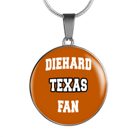 Load image into Gallery viewer, Designs by MyUtopia Shout Out:Diehard Texas Fan Handcrafted Jewelry - UTEXCF,Luxury Necklace w/ adjustable snake-chain / Orange,Necklace
