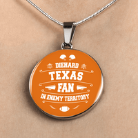 Load image into Gallery viewer, Designs by MyUtopia Shout Out:Diehard Texas Fan In Enemy Territory Handcrafted Jewelry,Luxury Necklace w/ adjustable snake-chain / Silver,Necklace
