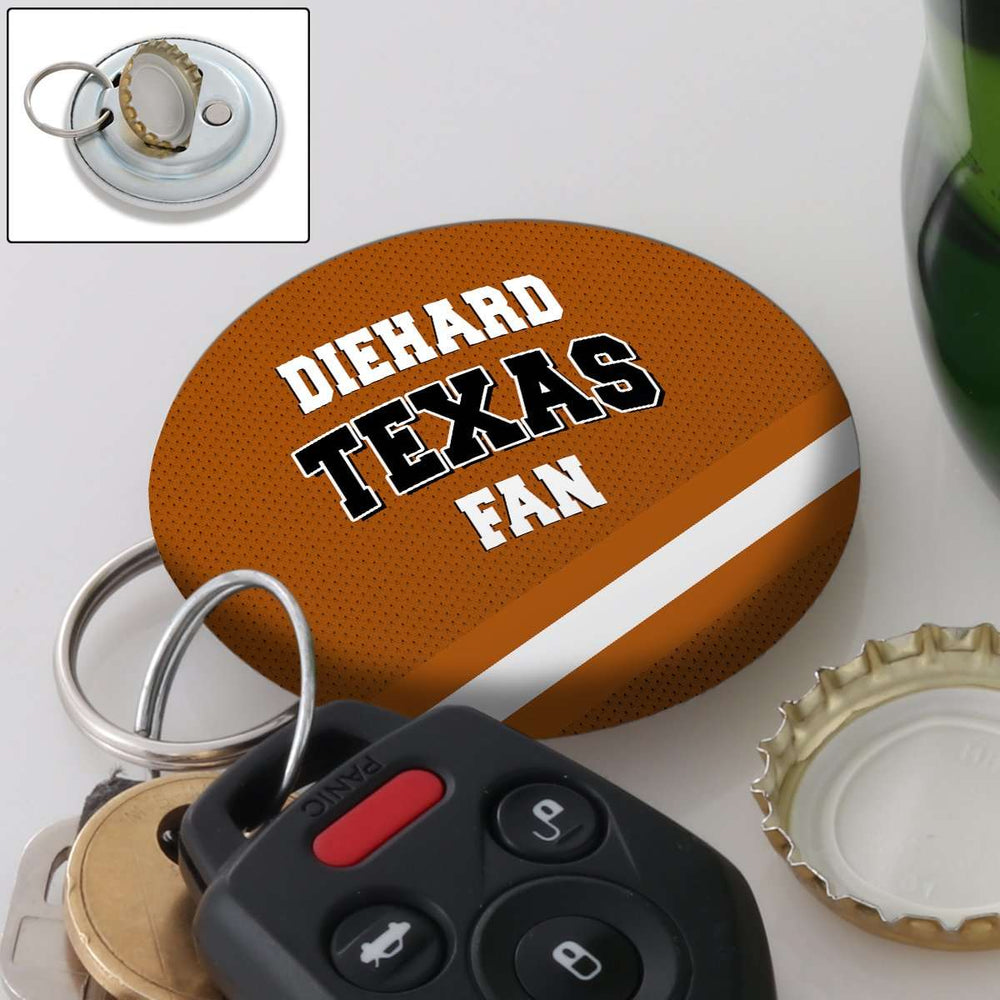 Designs by MyUtopia Shout Out:Diehard Texas Fan Magnetic Keychain Bottle Opener (Orange)