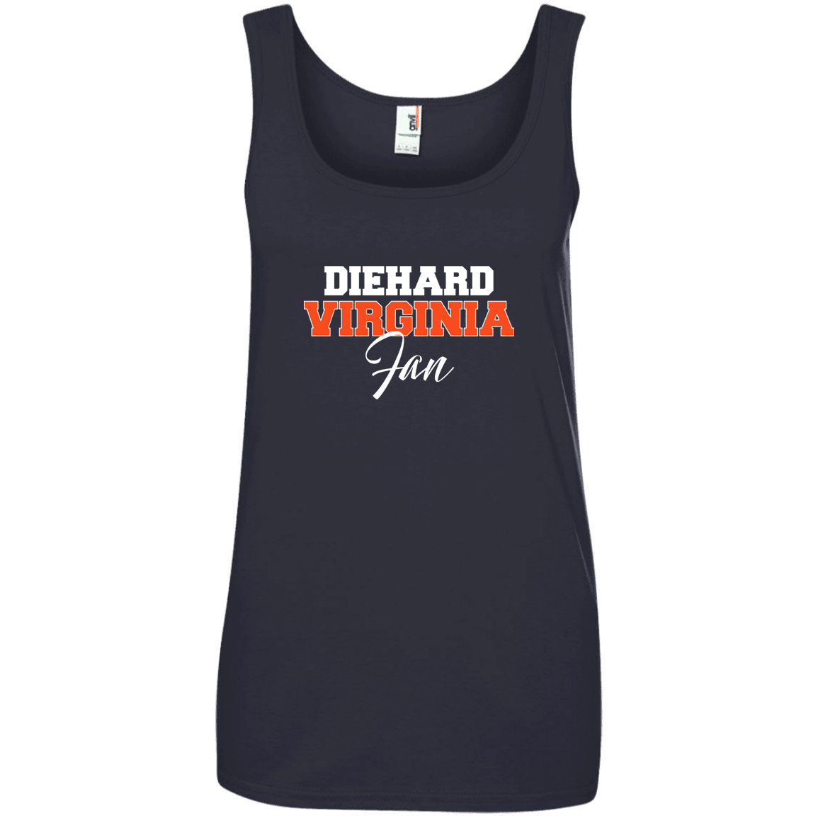 Designs by MyUtopia Shout Out:Diehard Virginia Fan Anvil Ladies' 100% Ringspun Cotton Tank Top,Navy / S,Tank Tops