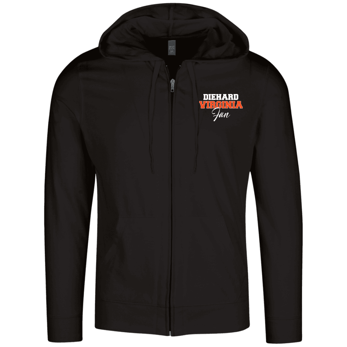 Designs by MyUtopia Shout Out:Diehard Virginia Fan Embroidered District Lightweight Full Zip Hoodie,Black / X-Small,Sweatshirts