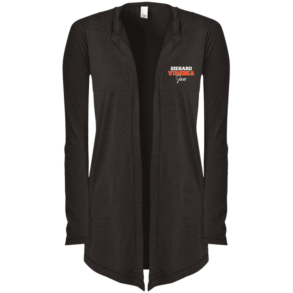 Designs by MyUtopia Shout Out:Diehard Virginia Fan Embroidered District Women's Hooded Cardigan,Black Frost / X-Small,Jackets