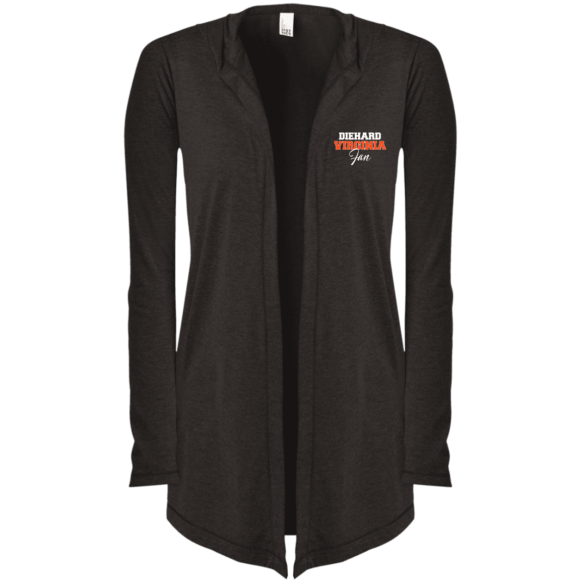 Designs by MyUtopia Shout Out:Diehard Virginia Fan Embroidered District Women's Hooded Cardigan,Black Frost / X-Small,Jackets