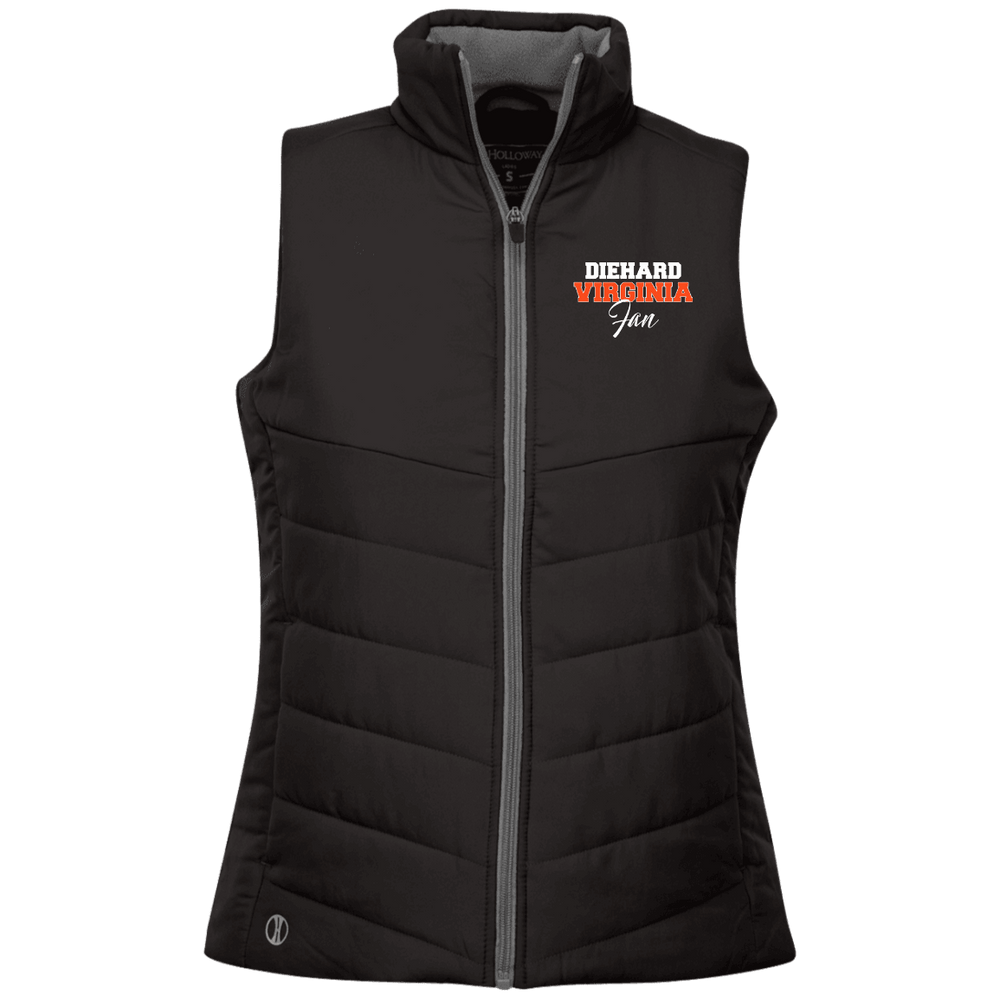 Designs by MyUtopia Shout Out:Diehard Virginia Fan Embroidered Holloway Ladies' Quilted Vest,Black / X-Small,Jackets