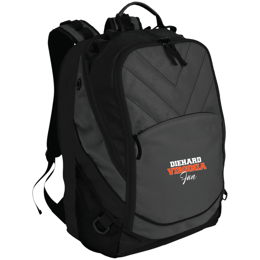 Designs by MyUtopia Shout Out:Diehard Virginia Fan Embroidered Port Authority Laptop Computer Backpack,Dark Charcoal/Black / One Size,Backpacks