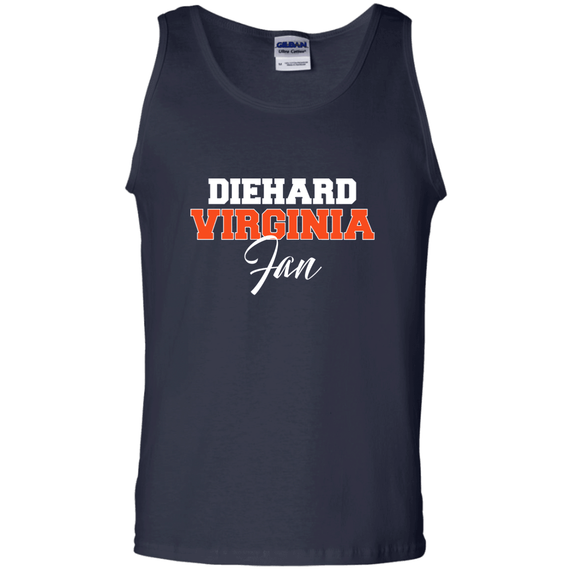 Designs by MyUtopia Shout Out:Diehard Virginia Fan Gildan 100% Cotton Tank Top,Navy / S,Tank Tops