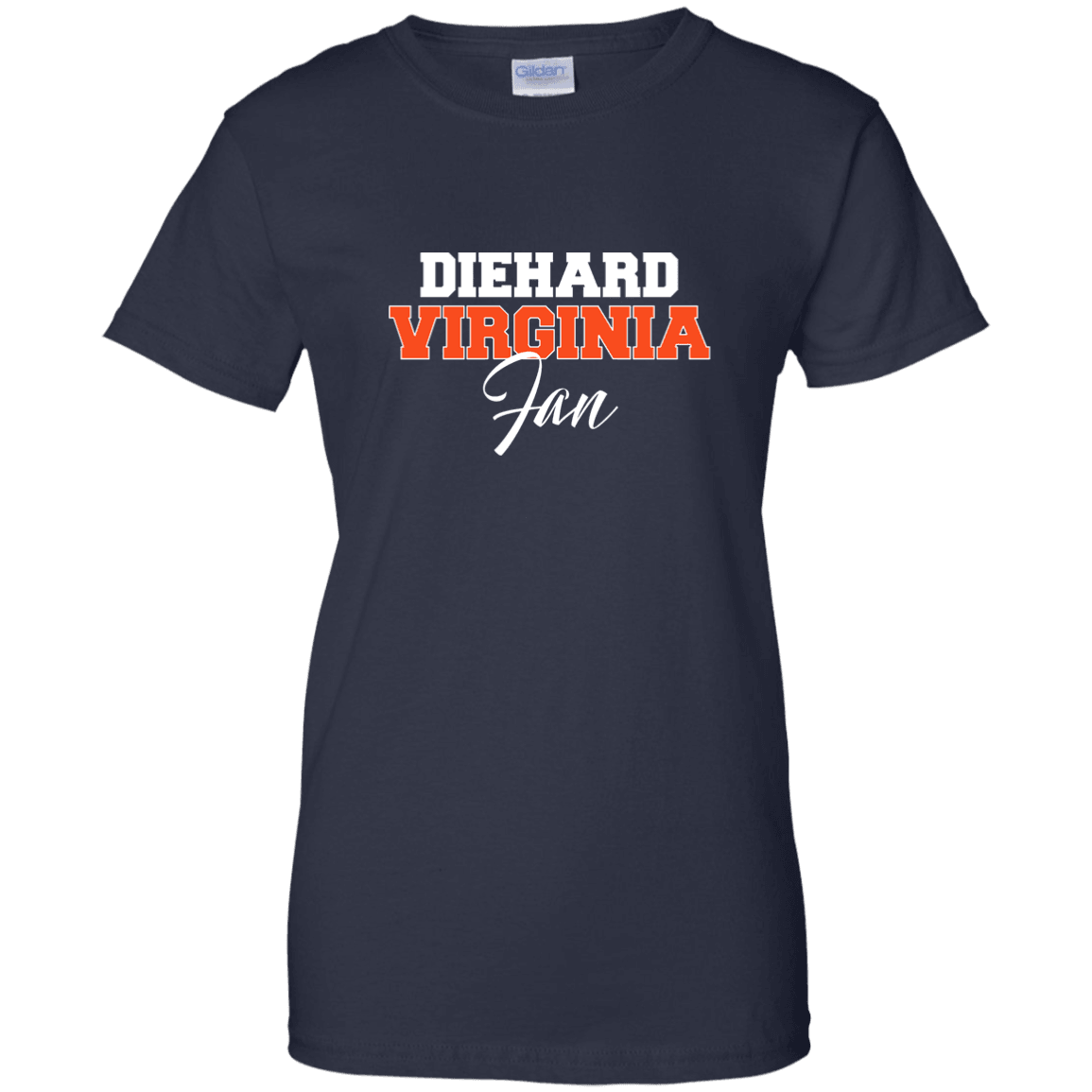 Designs by MyUtopia Shout Out:Diehard Virginia Fan Gildan Ladies' 100% Cotton T-Shirt,Navy / X-Small,Ladies T-Shirts