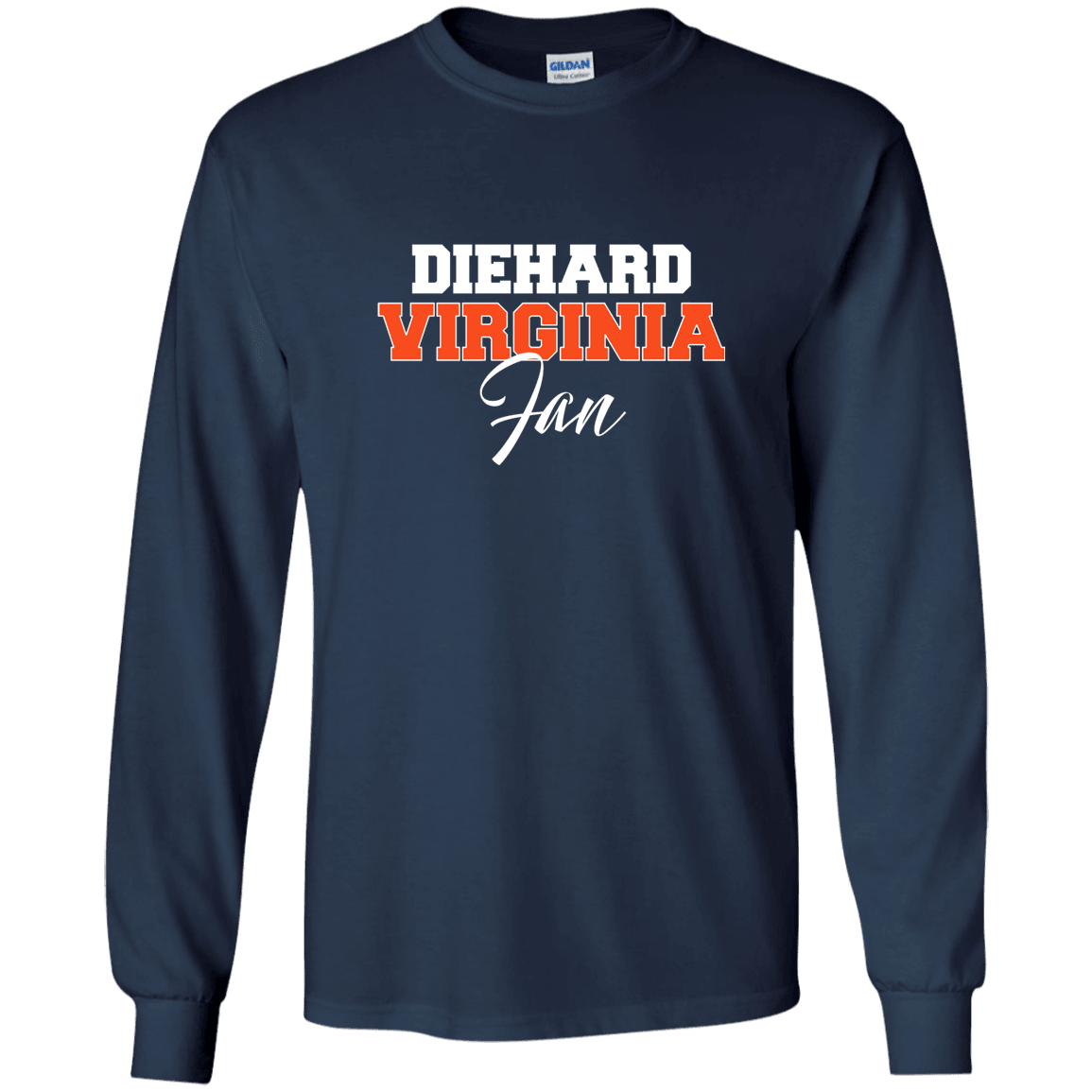 Designs by MyUtopia Shout Out:Diehard Virginia Fan Gildan LS Ultra Cotton T-Shirt,Navy / S,Adult Unisex T-Shirt