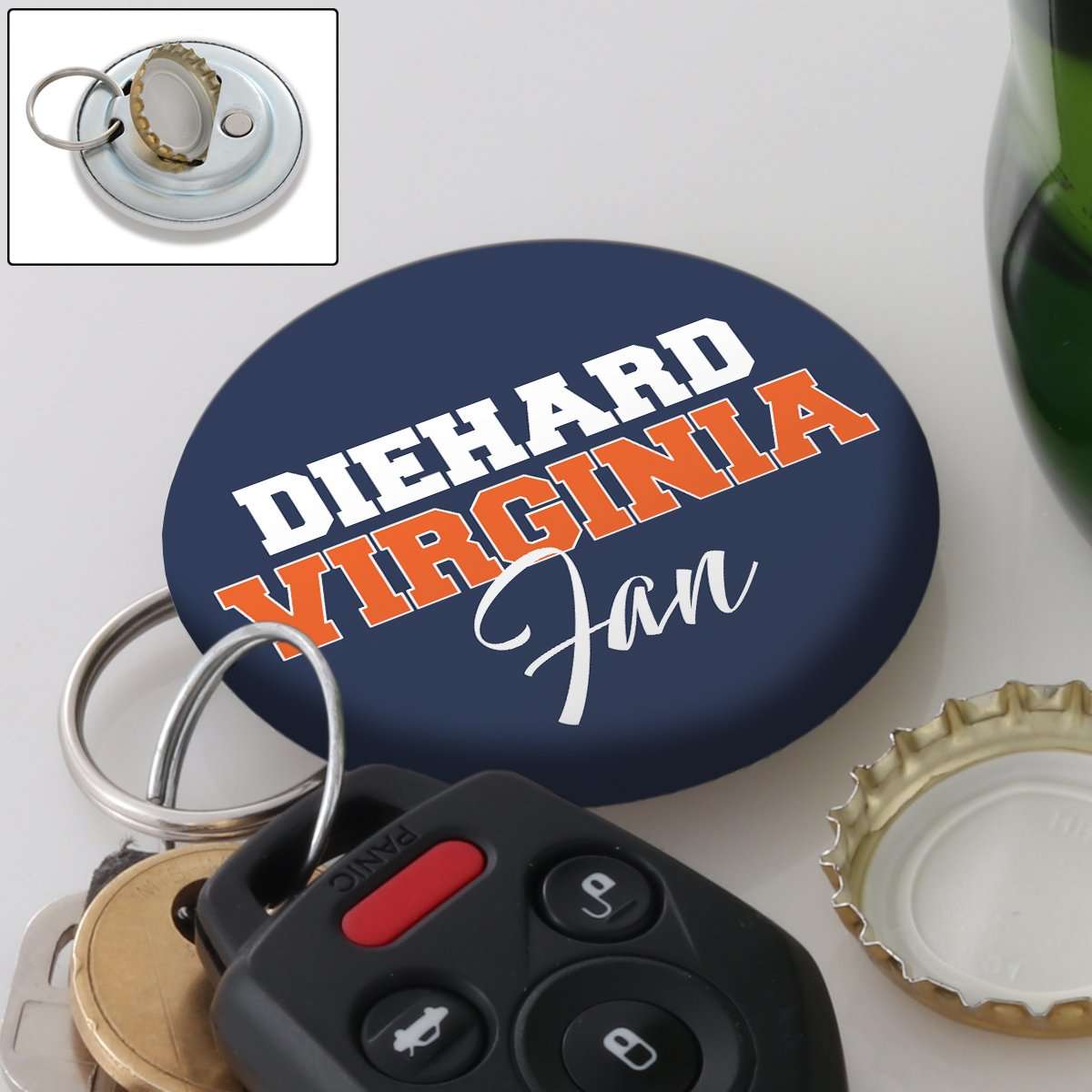 Designs by MyUtopia Shout Out:Diehard Virginia Fan Magnetic Keychain with Bottle Opener