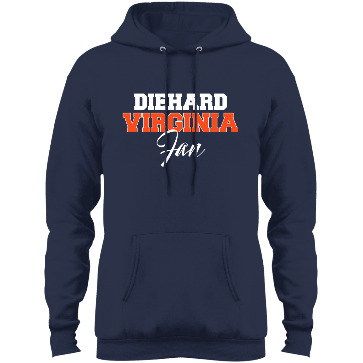 Designs by MyUtopia Shout Out:Diehard Virginia Fan Port & Co. Core Fleece Pullover Hoodie,Navy / S,Sweatshirts