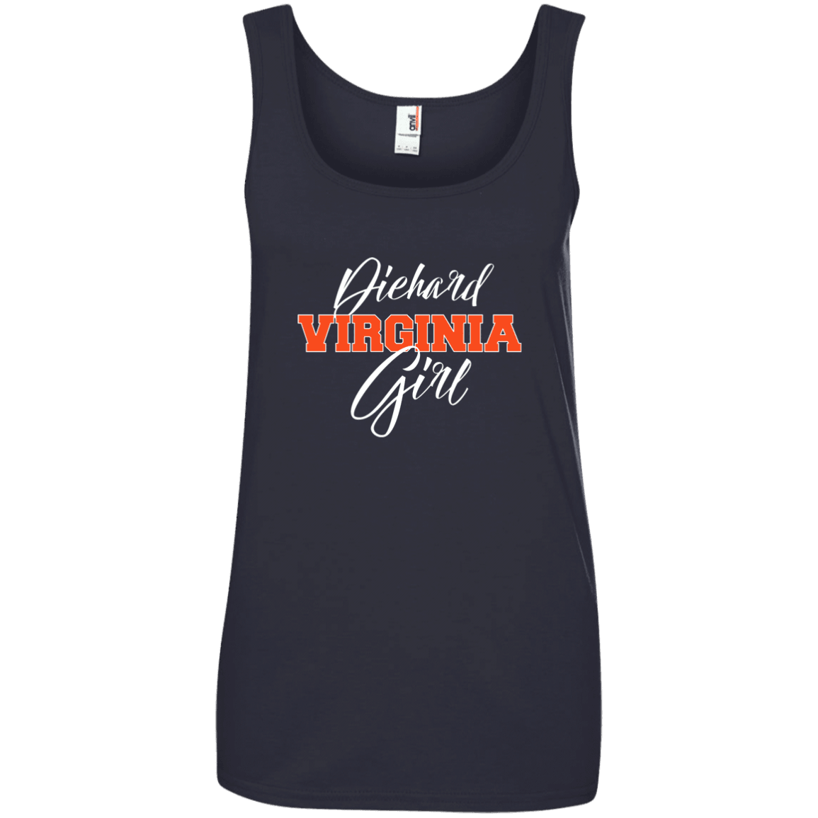 Designs by MyUtopia Shout Out:Diehard Virginia Girl Anvil Ladies' 100% Ringspun Cotton Tank Top - Navy Blue,Navy / S,Tank Tops