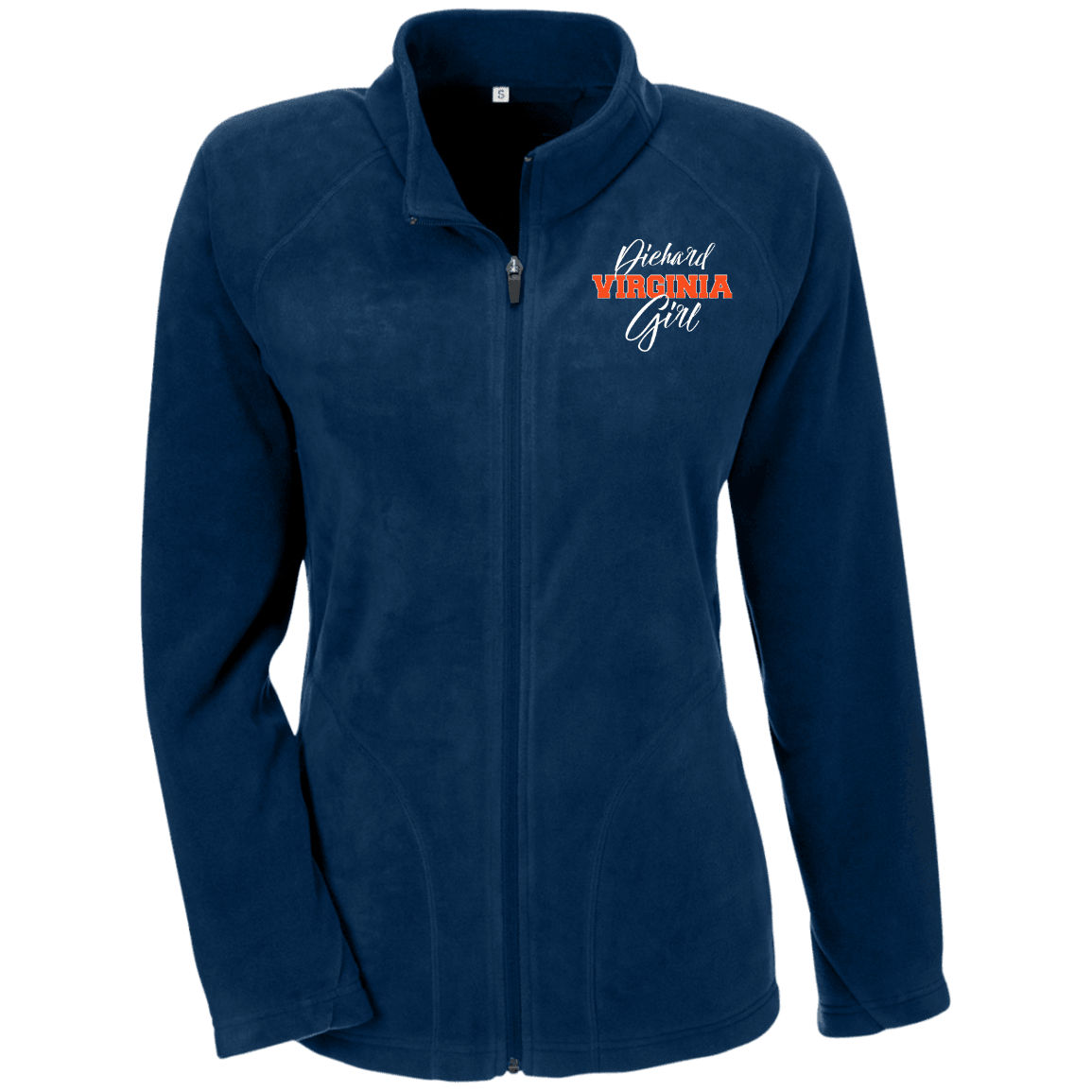 Designs by MyUtopia Shout Out:Diehard Virginia Girl Embroidered Team 365 Ladies' Microfleece Jacket - Navy Blue,Dark Navy / X-Small,Jackets