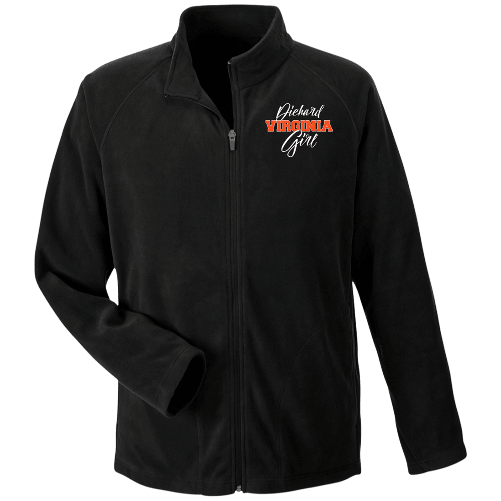 Designs by MyUtopia Shout Out:Diehard Virginia Girl Embroidered Team 365 Microfleece Unisex Jacket - Black,Black / X-Small,Jackets