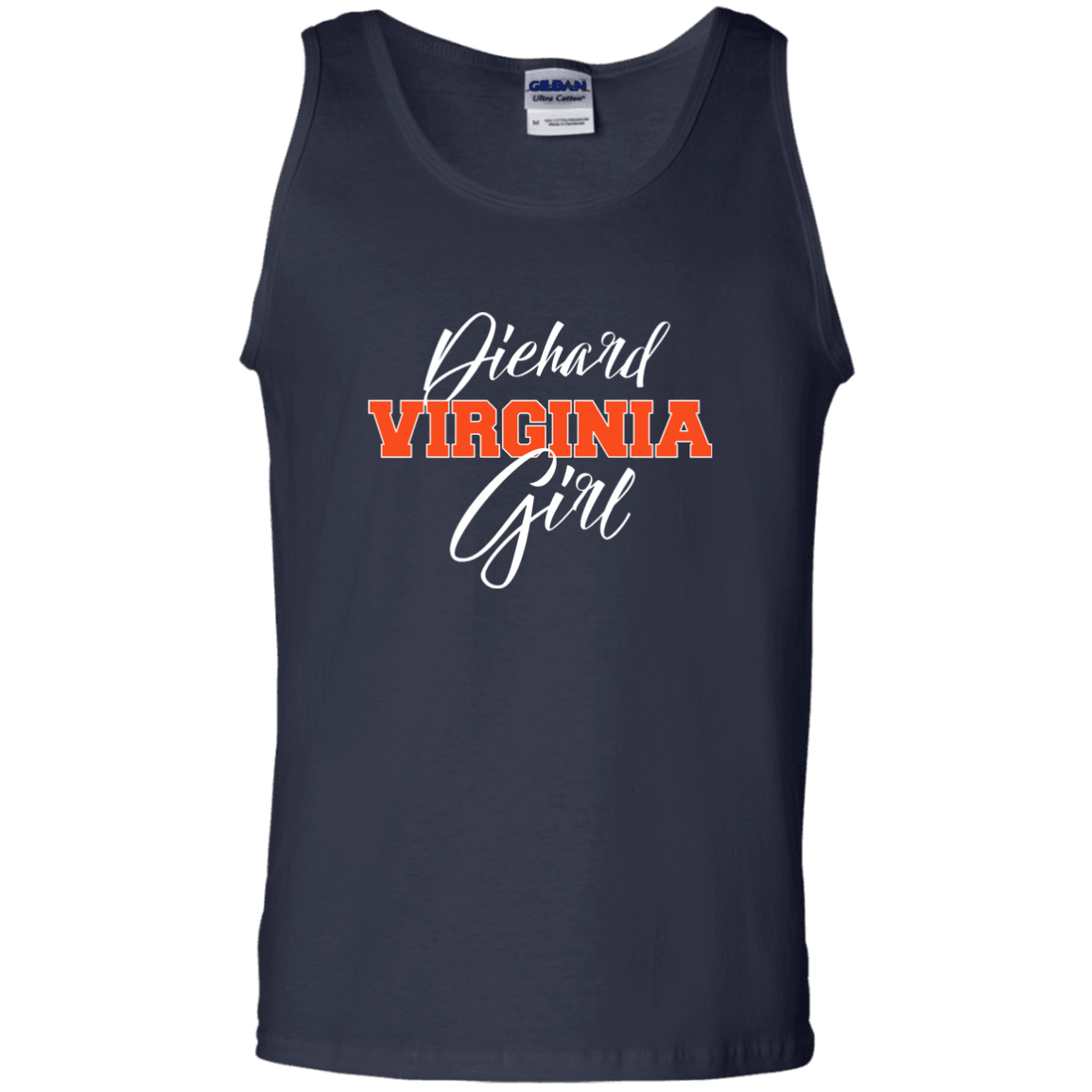 Designs by MyUtopia Shout Out:Diehard Virginia Girl Gildan 100% Cotton Tank Top - Navy Blue,Navy / S,Tank Tops