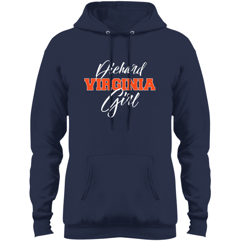 Designs by MyUtopia Shout Out:Diehard Virginia Girl Port & Co. Core Fleece Pullover Hoodie - Navy Blue,Navy / S,Pullover Hoodie