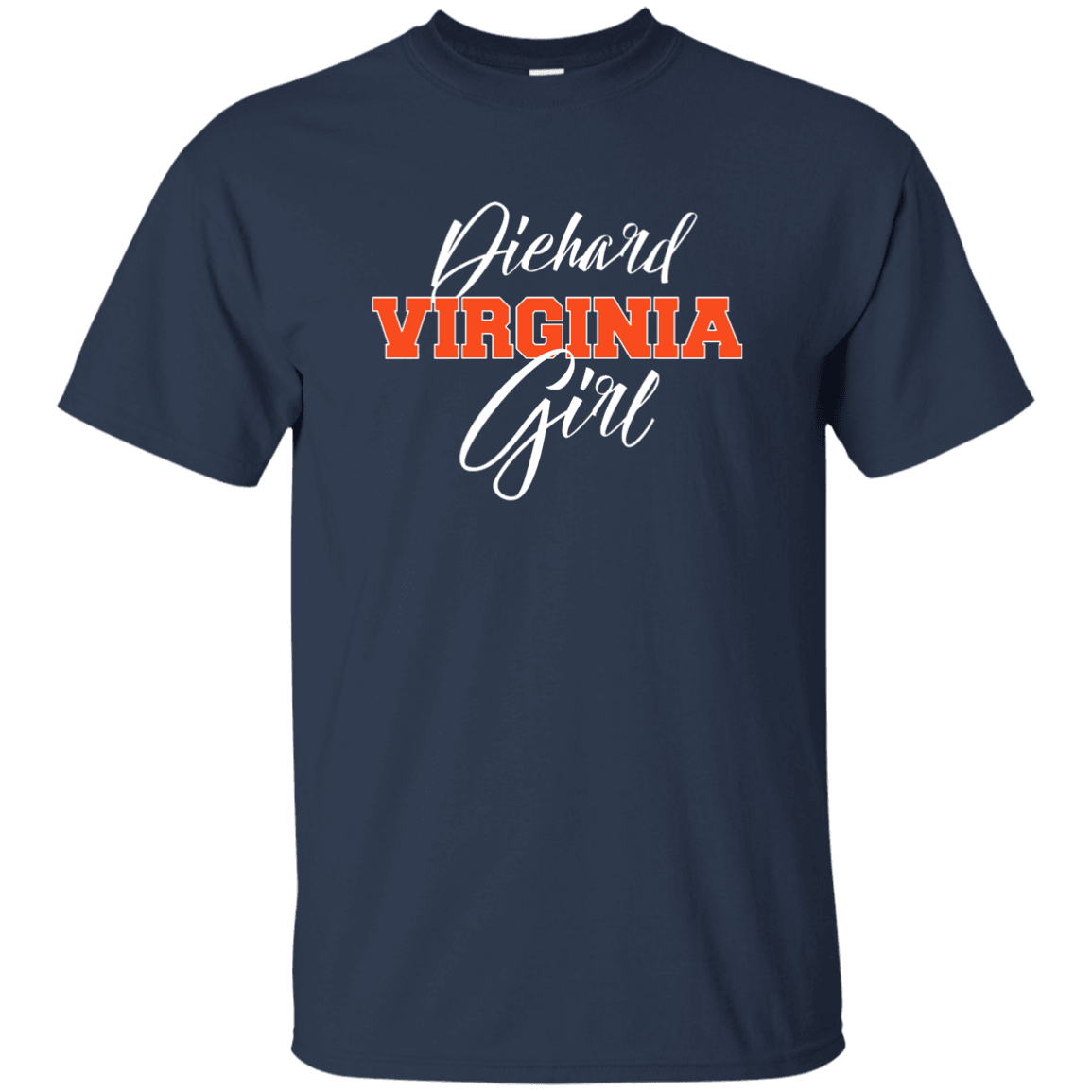 Designs by MyUtopia Shout Out:Diehard Virginia Girl Ultra Cotton T-Shirt - Navy Blue,Navy / S,Adult Unisex T-Shirt